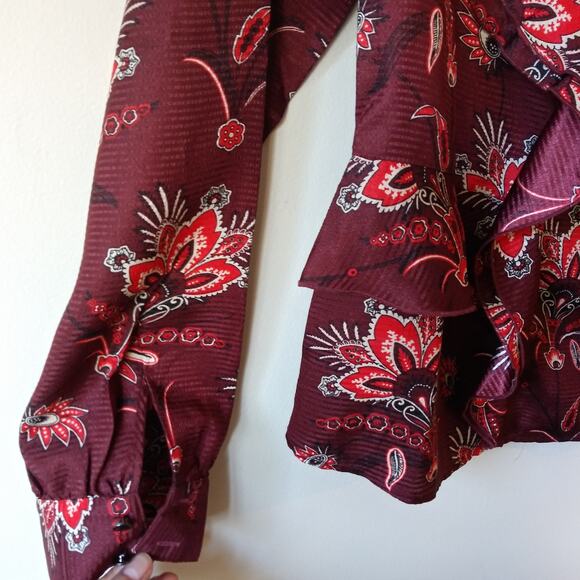 Scotch & Soda Magical Altitudes S Ruffle Front Floral Blouse Top Boho Victorian - Picture 4 of 12